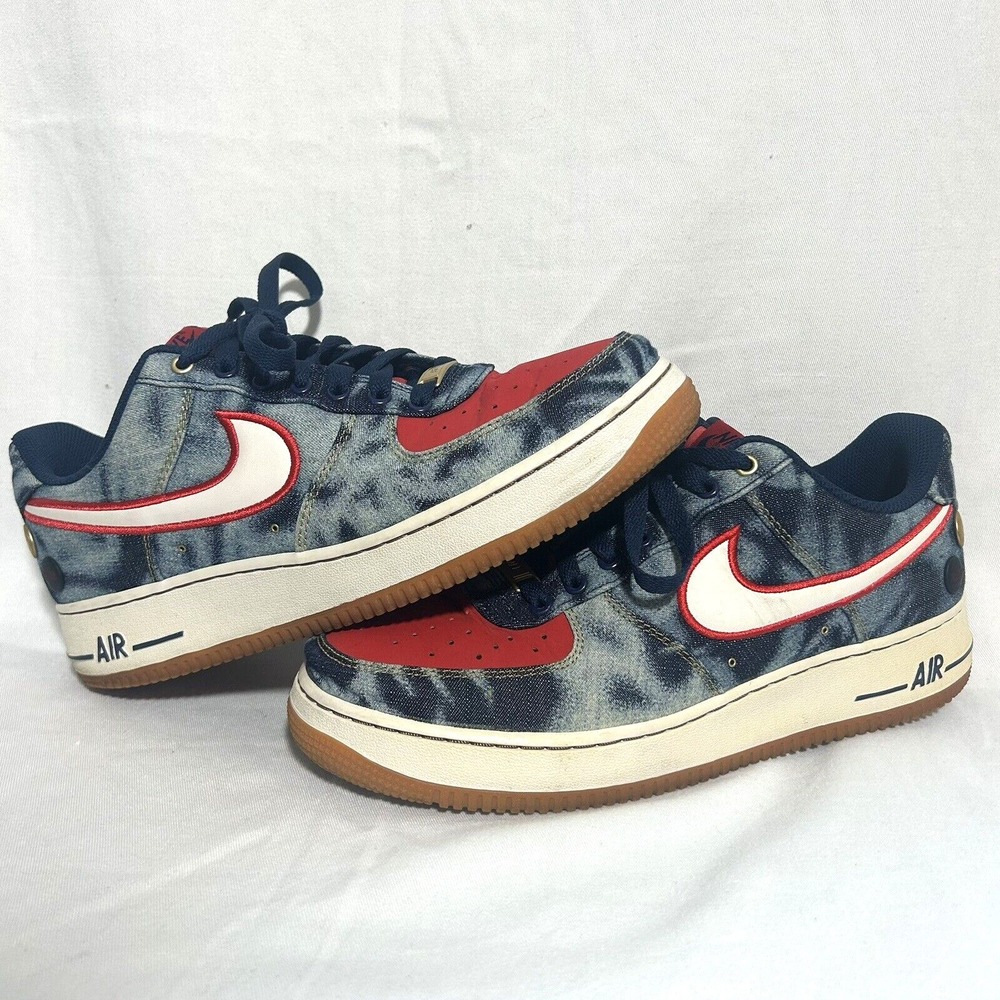 Nike Air Force 1 Sneakers USA Low Size‎ 9 Acid Washed Denim 630930-400 Olympics